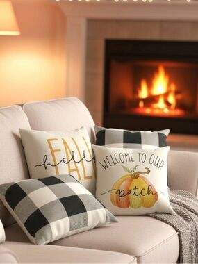 🐮🆕 🐮Farmhouse Fall Design Pillow Covers Set of 4~Size 18" x 18"